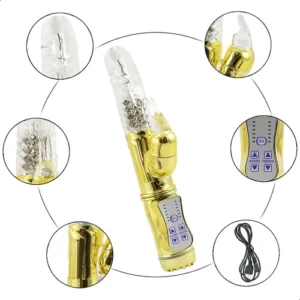 2019 - VIBRADOR 12 MODOS ROTATIVO 6 MODOS ESTIMULADOR COELHINHO 4XAAA  21,2X3CM PENETRÁVEL 11CM AL-0403