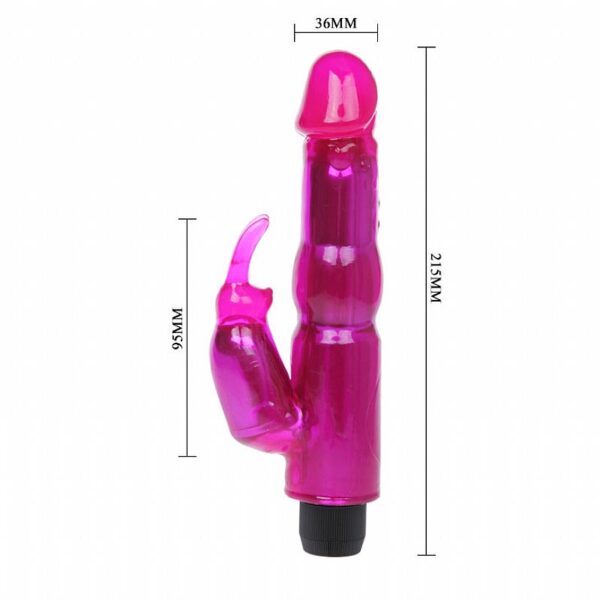 2020 - VIBRADOR SILICONE TRANSPARENTE ROTATIVO ESTIMULADOR COELHINHO MULTIVELOCIDADE 2 MOTORES 20,6X3,2CM 4XAA SI5333 - Imagem 3