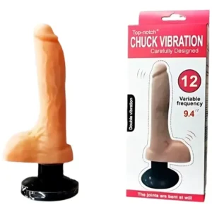 PÊNIS CYBERSKIN COM VÉRTEBRAS VENTOSA 12 MODOS DE VIBRAÇÃO COM CONTROLE PILHA 2XAAA CHUCK VIBRATION 9.5'' YAFFA YSZE 541