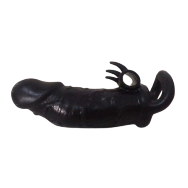 CAPA PENIANA EXTENSORA EM SILICONE COM VIBRADOR E ESTIMULADOR DE CLITÓRIS ARMOR HERO YAFFA 440
