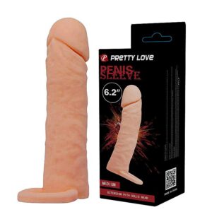 CAPA PENIANA EXTENSORA CYBERSKIN COM ANEL PARA ESCROTO 16X3,8CM - PRETTY LOVE - SI1184