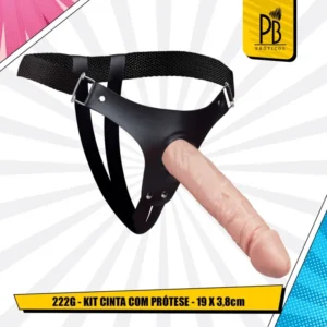 KIT CINTA COM PRÓTESE 19X3,8CM VIBRADOR PAU BRASIL 222VG