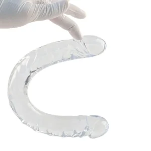 DILDO DUPLO SILICONE TRANSPARENTE FLEXÍVEL 33,5X3,2CM KETER PURPPLE KURP REF00143